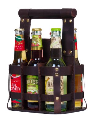 Bryggeriväska 6 Flaskor Buffelskinn